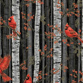 Berries and Birch X7794-4G Black Gold by Hoffman Fabrics, Image