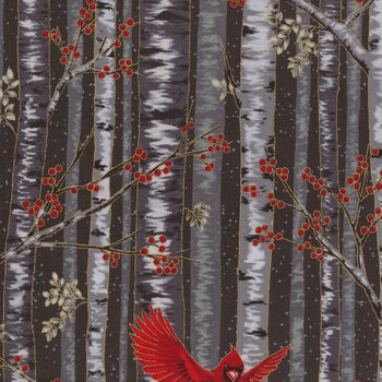 Berries and Birch X7794-4G Black Gold by Hoffman Fabrics, Image