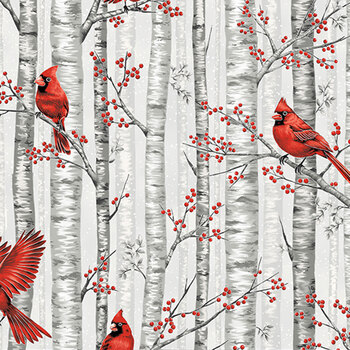 Berries and Birch X7794-483S Fog Silver by Hoffman Fabrics, Image