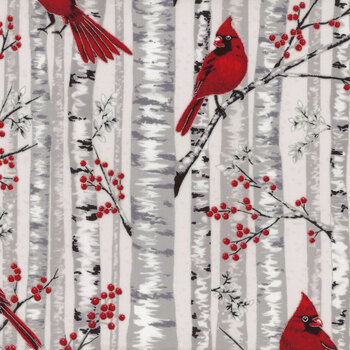 Berries and Birch X7794-483S Fog Silver by Hoffman Fabrics, Image