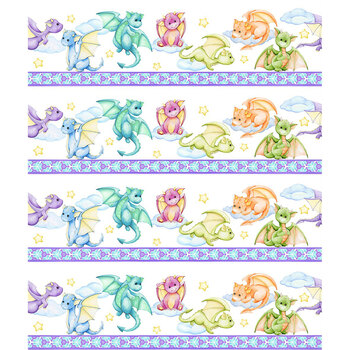 Dragon Friends 3DF-1 by Jason Yenter for In The Beginning Fabrics, Image