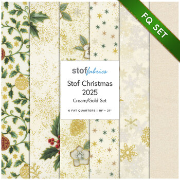 Stof Christmas 2025 - 6 FQ Set Cream/Gold by Stof Fabrics - RESERVE, Image