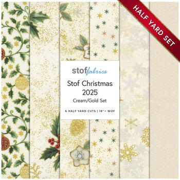 Stof Christmas 2025 - 6 Half Yard Set Cream/Gold by Stof Fabrics - RESERVE, Image