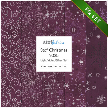 Stof Christmas 2025 - 5 FQ Set Light Violet/Silver by Stof Fabrics - RESERVE, Image