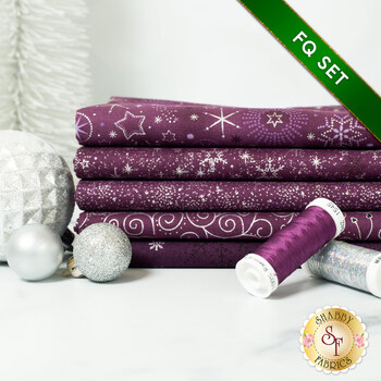 Stof Christmas 2025 - 5 FQ Set Plum/Silver by Stof Fabrics - RESERVE, Image