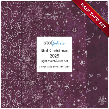 Stof Christmas 2025 - 5 Half Yard Set Light Violet/Silver by Stof Fabrics - RESERVE, Image