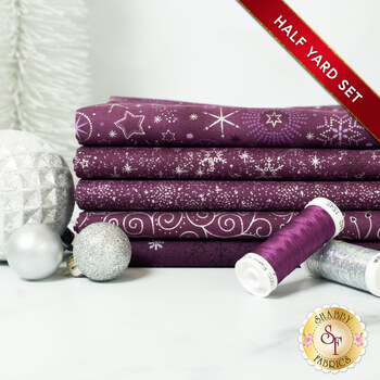 Stof Christmas 2025 - 5 Half Yard Set Plum/Silver by Stof Fabrics - RESERVE, Image