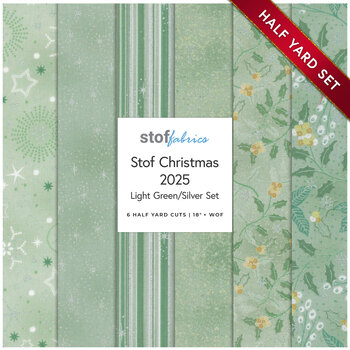 Stof Christmas 2025 - 6 Half Yard Set Light Green/Silver by Stof Fabrics - RESERVE, Image