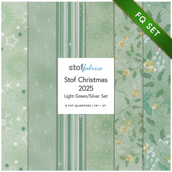 Stof Christmas 2025 - 6 FQ Set Light Green/Silver by Stof Fabrics - RESERVE, Image