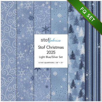 Stof Christmas 2025 - 6 FQ Set Light Blue/Silver by Stof Fabrics - RESERVE, Image