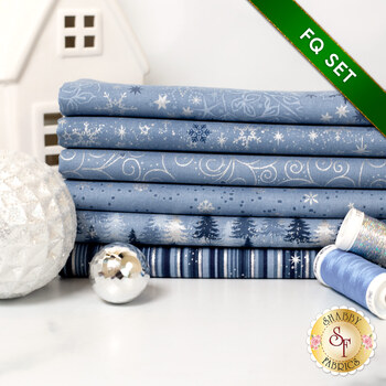 Stof Christmas 2025 - 6 FQ Set Light Blue/Silver by Stof Fabrics - RESERVE, Image