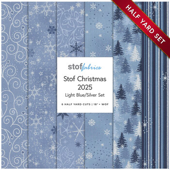 Stof Christmas 2025 - 6 Half Yard Set Light Blue/Silver by Stof Fabrics - RESERVE, Image