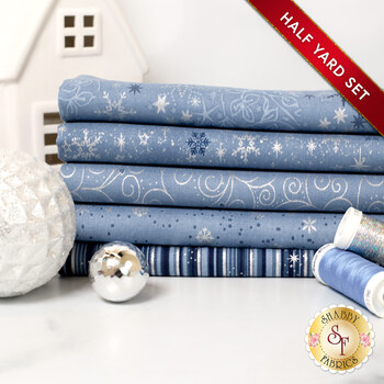 Stof Christmas 2025 - 5 Half Yard Set Light Blue/Silver by Stof Fabrics, Image