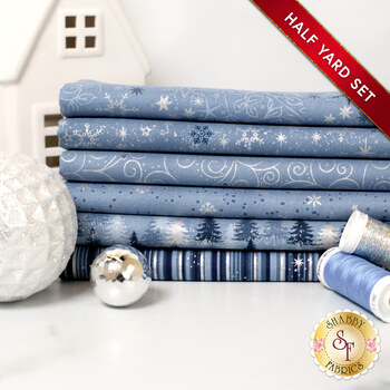 Stof Christmas 2025 - 6 Half Yard Set Light Blue/Silver by Stof Fabrics - RESERVE, Image