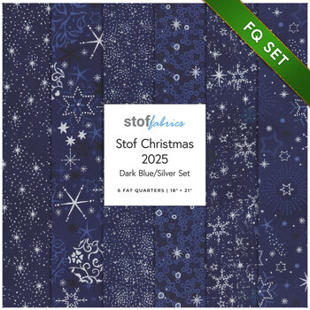 Stof Christmas 2025 - 6 FQ Set Dark Blue/Silver by Stof Fabrics - RESERVE, Image