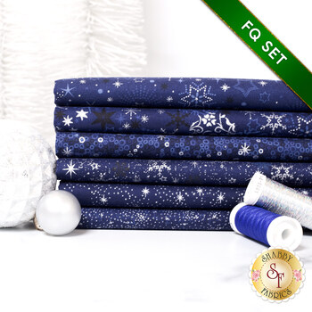 Stof Christmas 2025 - 6 FQ Set Dark Blue/Silver by Stof Fabrics - RESERVE, Image