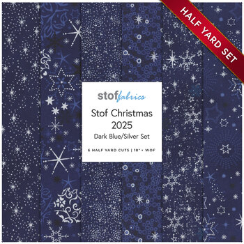 Stof Christmas 2025 - 6 Half Yard Set Dark Blue/Silver by Stof Fabrics - RESERVE, Image