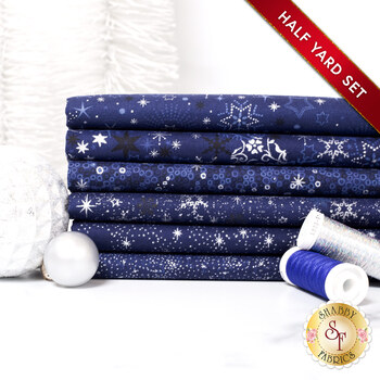 Stof Christmas 2025 - 6 Half Yard Set Dark Blue/Silver by Stof Fabrics - RESERVE, Image