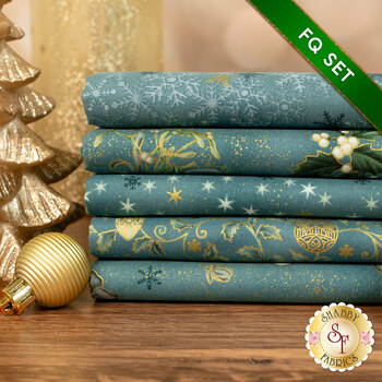 Stof Christmas 2025 - 5 FQ Set Teal/Gold by Stof Fabrics - RESERVE, Image