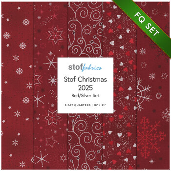 Stof Christmas 2025 - 5 FQ Set Red/Silver by Stof Fabrics - RESERVE, Image