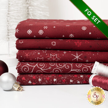 Stof Christmas 2025 - 5 FQ Set Red/Silver by Stof Fabrics - RESERVE, Image