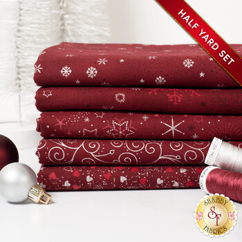 Stof Christmas 2025 - 5 Half Yard Set Red/Silver by Stof Fabrics - RESERVE, Image