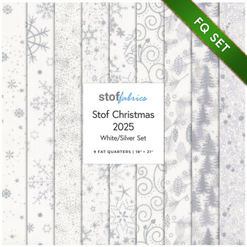 Stof Christmas 2025 - 9 FQ Set White/Silver by Stof Fabrics - RESERVE, Image