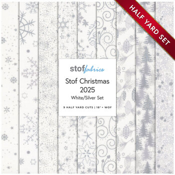 Stof Christmas 2025 - 9 Half Yard Set White/Silver by Stof Fabrics - RESERVE, Image