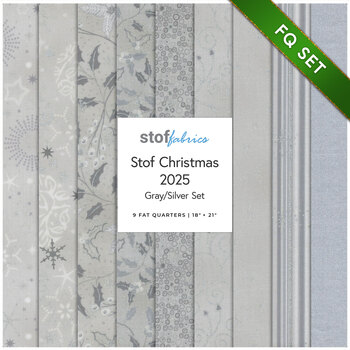 Stof Christmas 2025 - 9 FQ Set Gray/Silver by Stof Fabrics - RESERVE, Image