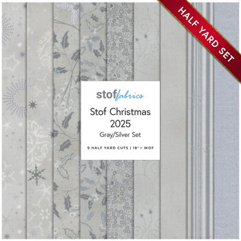 Stof Christmas 2025 - 9 Half Yard Set Gray/Silver by Stof Fabrics - RESERVE, Image