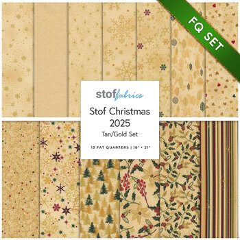 Stof Christmas 2025 - 13 FQ Set Tan/Gold by Stof Fabrics - RESERVE, Image