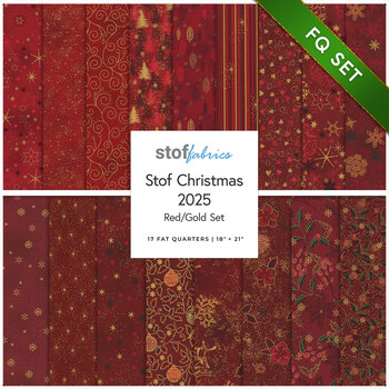 Stof Christmas 2025 - 17 FQ Set Red/Gold by Stof Fabrics - RESERVE, Image