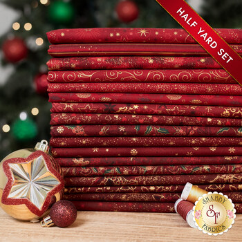 Stof Christmas 2025 - 17 Half Yard Set Red/Gold by Stof Fabrics - RESERVE, Image