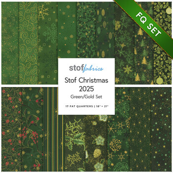 Stof Christmas 2025 - 17 FQ Set Green/Gold by Stof Fabrics - RESERVE, Image