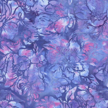 Bali Batiks - Wisteria Blooms X2620-276 Sea Urchin by Hoffman Fabrics, Image