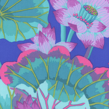 Kaffe Fassett Collective Classics Plus PWGP093.TURQUOISE Lake Blossoms by FreeSpirit Fabrics, Image