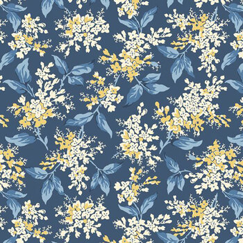 Middleboro Road R581558D-NAVY Floral Branches by Suzi Smith for Marcus Fabrics, Image