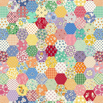 Aunt Grace Goes Scrappy R351524D-MULTI Hexagon by Judie Rothermel for Marcus Fabrics, Image