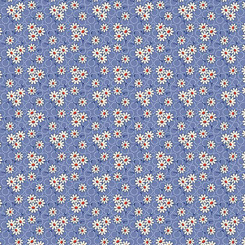 Aunt Grace Goes Scrappy R351527D-BLUE Daisy by Judie Rothermel for Marcus Fabrics, Image