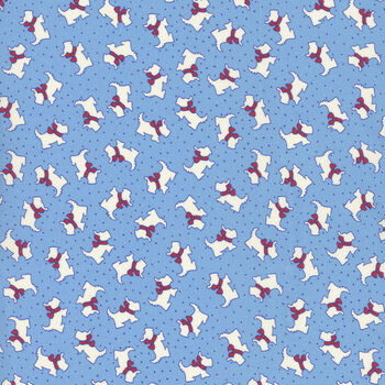 Aunt Grace Goes Scrappy R351535D-BLUE Scottie by Judie Rothermel for Marcus Fabrics, Image