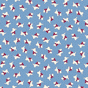 Aunt Grace Goes Scrappy R351535D-BLUE Scottie by Judie Rothermel for Marcus Fabrics, Image