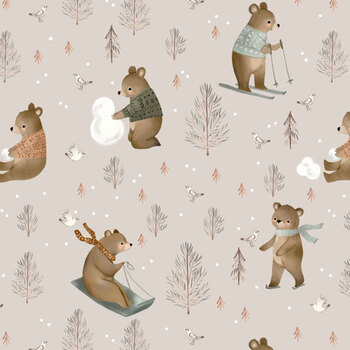 Cozy Cubs 91100-14 Taupe by Bernadett Urbanovics for FIGO Fabrics, Image