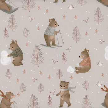 Cozy Cubs 91100-14 Snow Day Taupe by Bernadett Urbanovics for FIGO Fabrics, Image