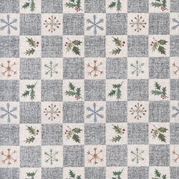 Cozy Cubs 91105-90 Snow Check Gray by Bernadett Urbanovics for FIGO Fabrics, Image
