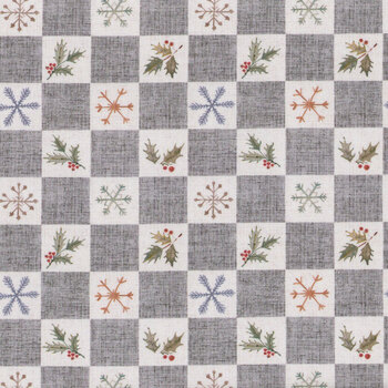 Cozy Cubs 91105-90 Snow Check Gray by Bernadett Urbanovics for FIGO Fabrics, Image