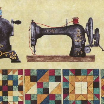 Stitchin' DP28341-12 Beige Multi by Deborah Edwards for Northcott Fabrics, Image