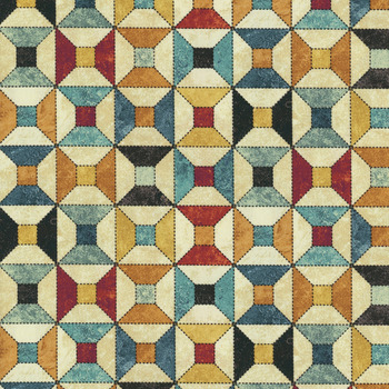Stitchin' DP28351-12 Beige Multi by Deborah Edwards for Northcott Fabrics, Image