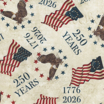America 250 DP28370-12 Beige Multi by Linda Ludovico for Northcott Fabrics, Image