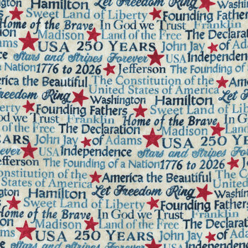 America 250 28373-12 Beige Multi by Linda Ludovico for Northcott Fabrics, Image