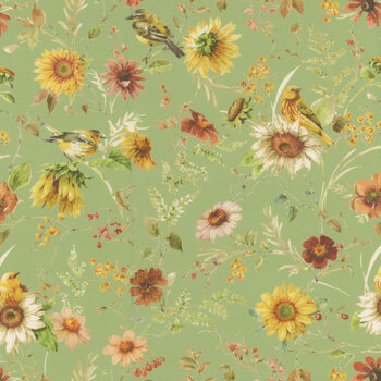 Sunflower Whispers CD16671-GREEN by Lisa Audit for Riley Blake Designs, Image